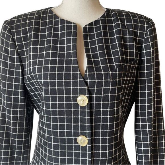 Alvin Bell New York Vintage B&W Plaid Blazer Size 10 - Picture 4 of 14